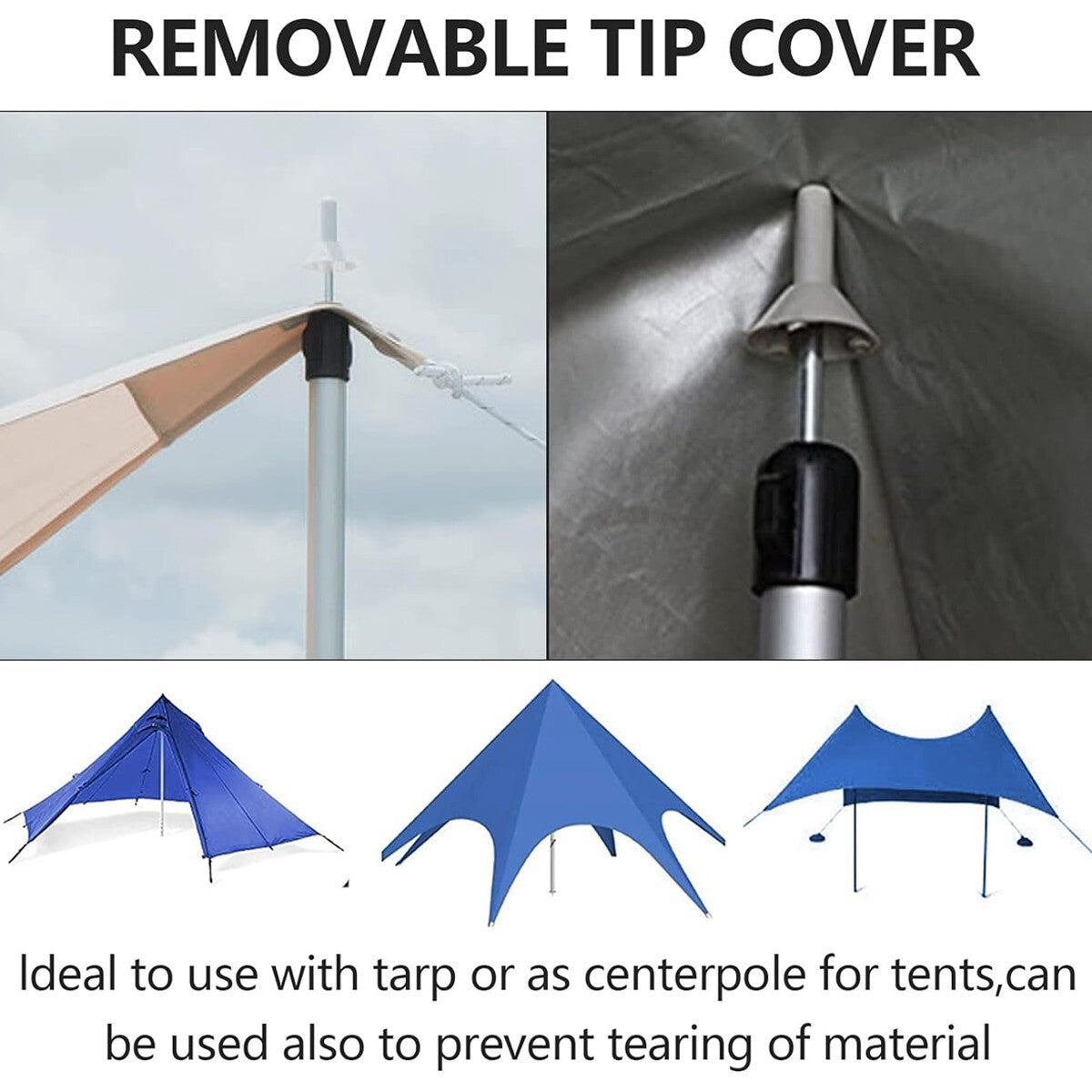 2x 230cm Tent Poles Telescopic Adjustable Awning Canopy Tarp Pole Support Rod UK
