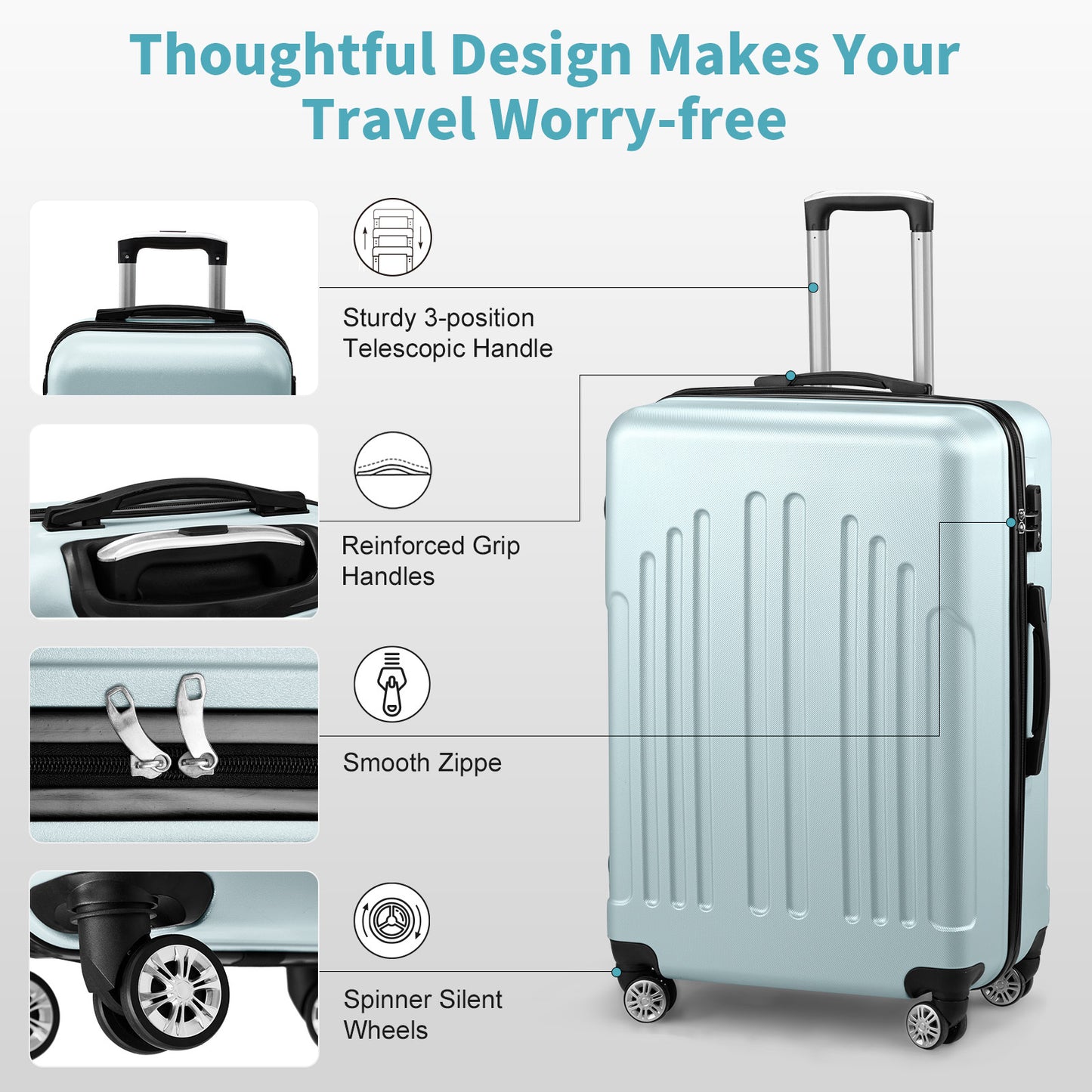 Three In One ABS PC Suitcase 20in 24in 28in Suitcase