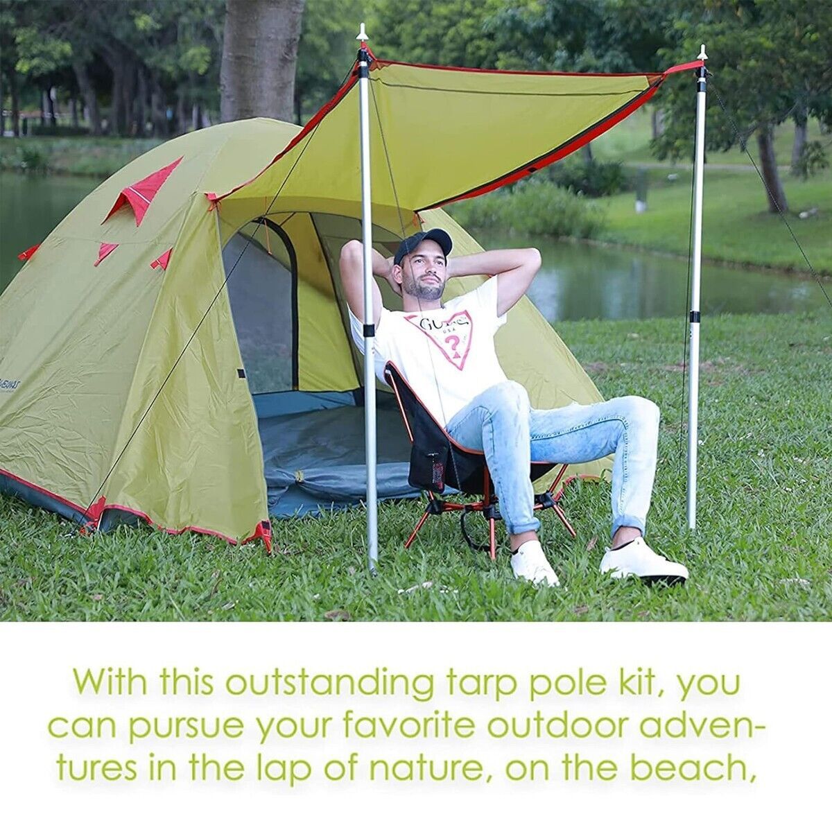 2x 230cm Tent Poles Telescopic Adjustable Awning Canopy Tarp Pole Support Rod UK